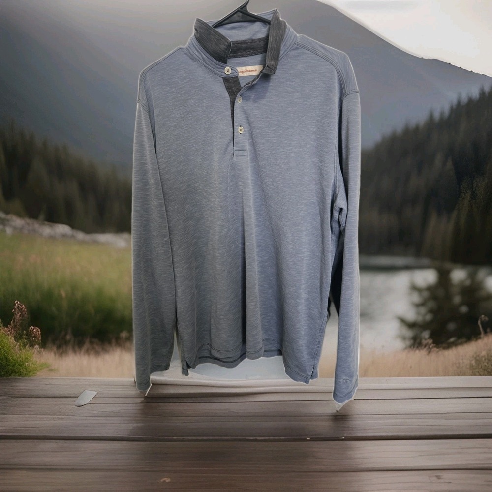 TOMMY BAHAMA MEN'S MODAL / POLY LONG SLEEVE POLO SHIRT SIZE LARGE GREAT! So Soft